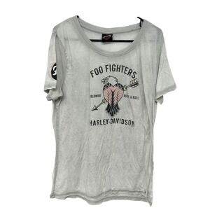 Foo Fighters Harley Davidson‎ Graphic Tee XL Gray Bravado Band Shirt Moto Rock